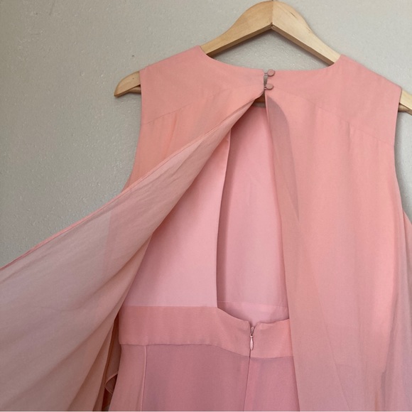 BCBG Maxazira Marilee 100% SILK chiffon high neck dress M peach pink blush CL3 - Picture 10 of 16